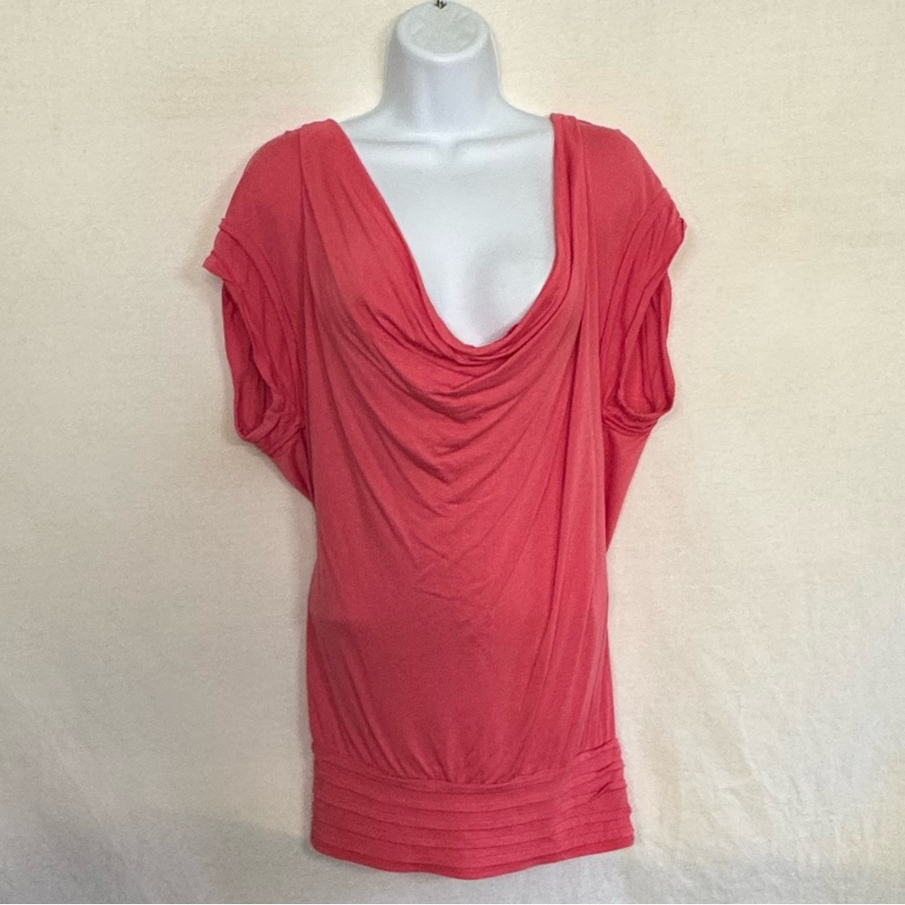 A-48 Sophie Max Pink Drape‎ Neck Sleeveless Pullover Blouse size XS